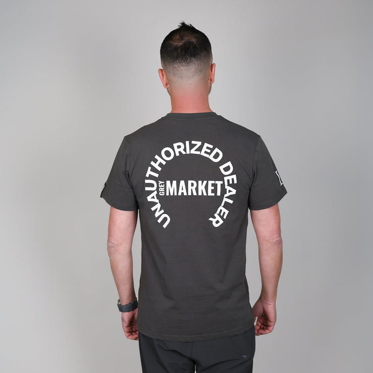 Neck Logo "Unauthorized Dealer"® Crewneck T-Shirt - Dark Gray